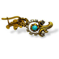 עגילי יהלומים וטורקיז