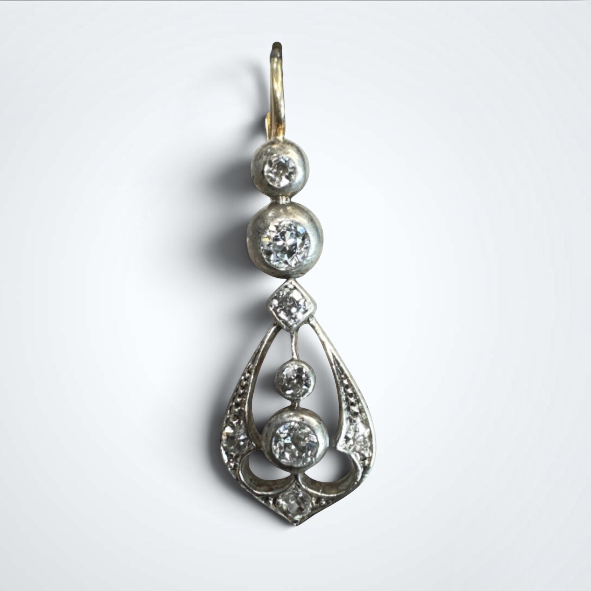 Antique 14K gold Old mine Cut diamond Earrings