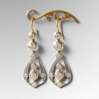 Antique 14K gold Old mine Cut diamond Earrings